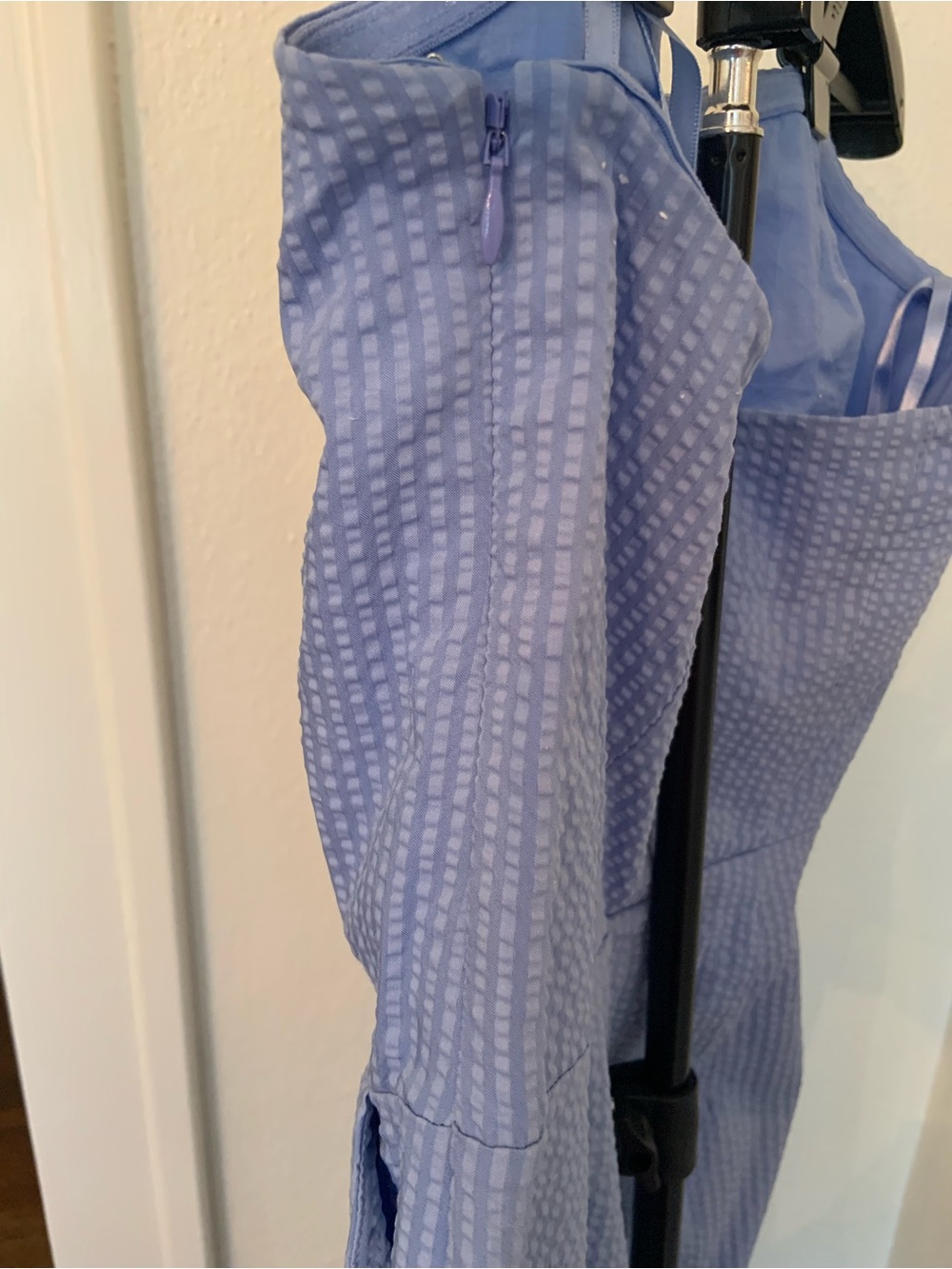 Vineyard Vines Light Blue Strapless Seersucker Jumpsuit with Front Tie - Picture 6 of 7